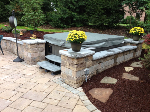 Stone Wall Built Around Hot Tub